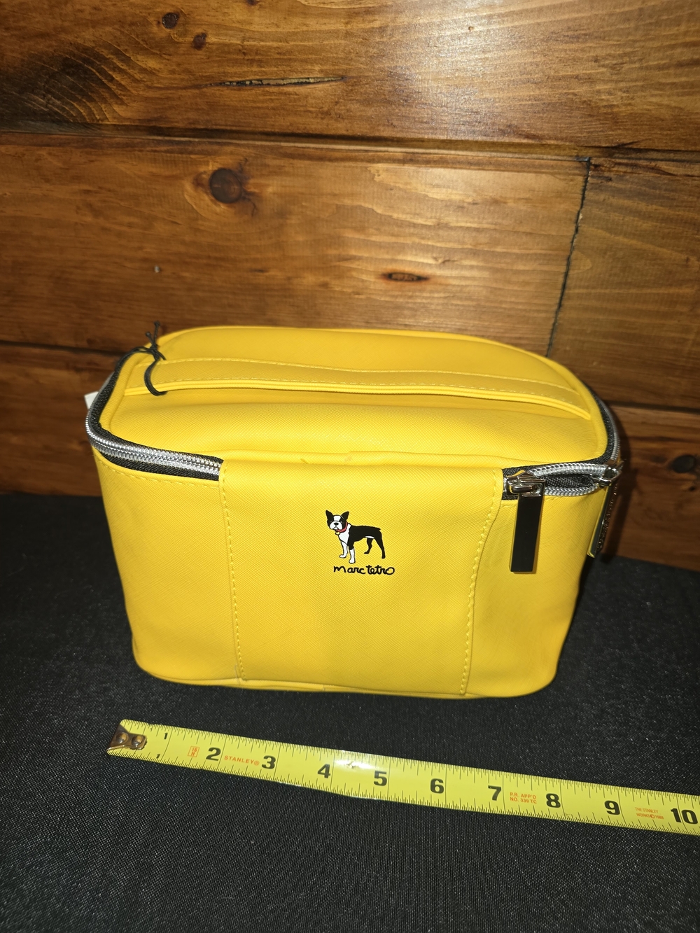 Yellow Cosmetic Bag with French Bulldog Illustration - Picture 4 of 5